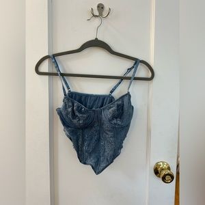 Blue corset crop top free people size small